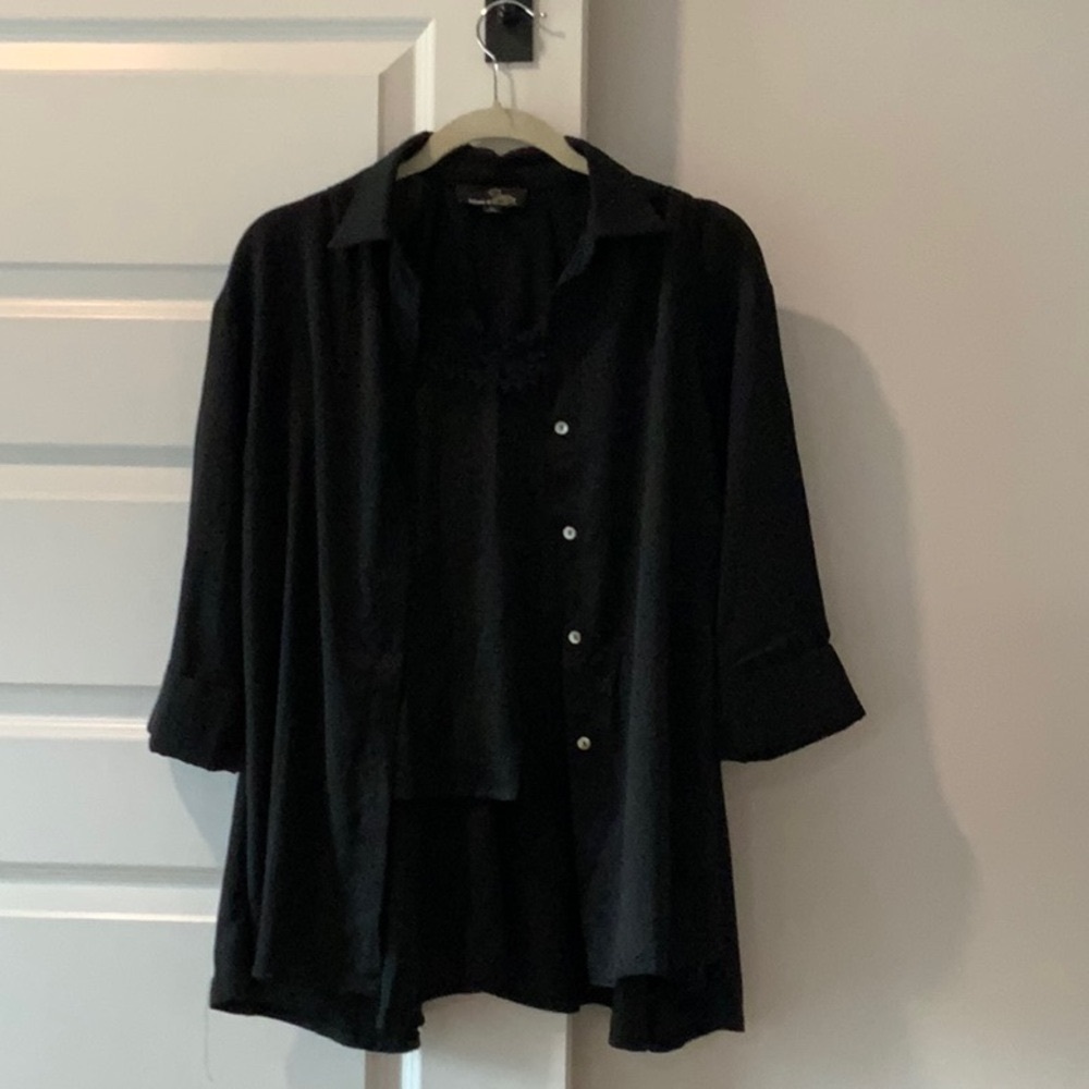 Black Button-Up Shirt with Camisole